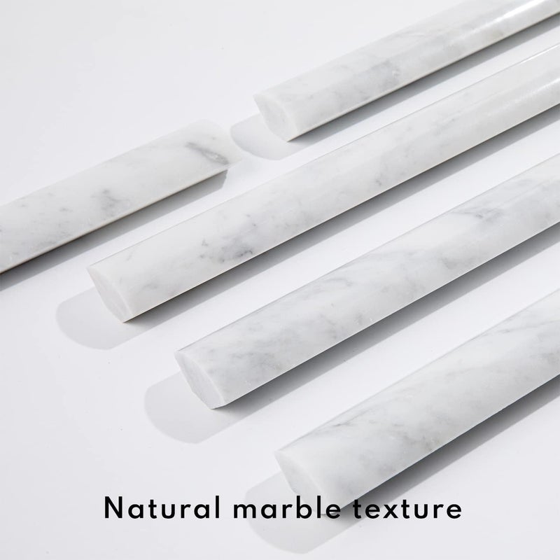 Lovdeco Carrara 1" X 12" Marble Quarter Round Tile Liner, Edge Trim Molding for Shower and Backsplash, Bullnose Tile Trim Polished, 6 Pcs/Box - Image 5